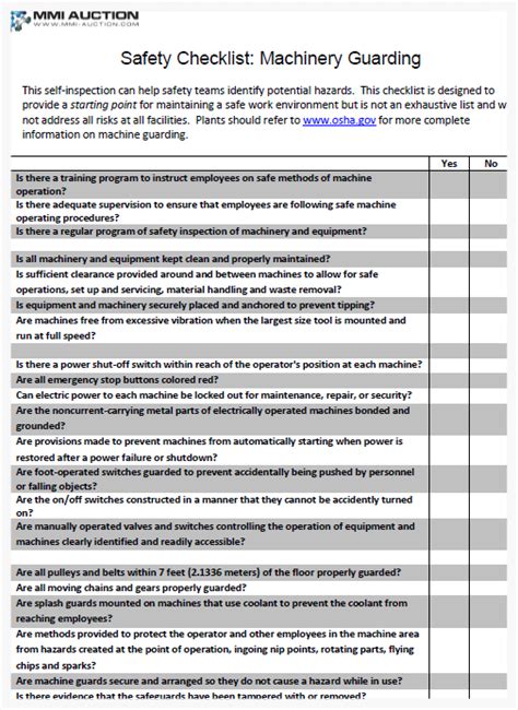 cnc machine safety checklist